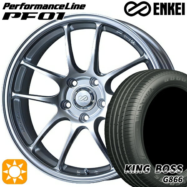 【取付対象】225/45R18 95W XL キングボス G866 ENKEI エンケイ パフォーマンスライン PF01 スパークルシルバー 18インチ 8.0J 5H114.3 サマータイヤホイールセット