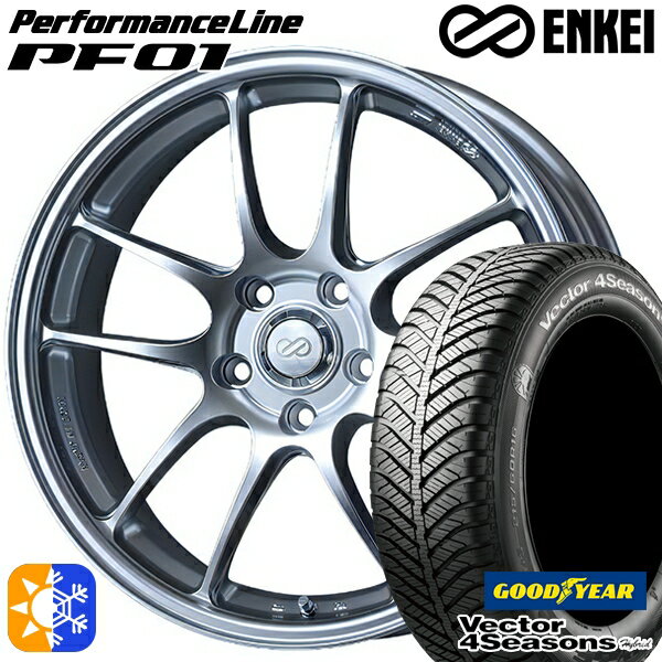 アルファード ヴェルファイア 235/50R18 101H XL グッドイヤー ベクター フォーシーズンズ ENKEI エンケイ パフォーマンスライン PF01 18インチ 8.0J 5H114.3 スパークルシルバー オールシーズンタイヤホイールセット