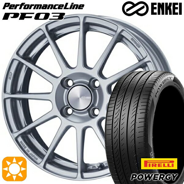 【取付対象】185/60R15 84H ピレリ パワジー ENKEI エンケイ パフォーマンスライン PF03 スパークルシルバー 15インチ 6.0J 4H100 サマータイヤホイールセット