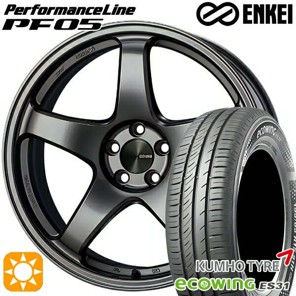 【取付対象】175/65R15 84H クムホ エコウィング ES31 ENKEI エンケイ パフォーマンスライン PF05 ダークシルバー 15インチ 6.0J 4H100 サマータイヤホイールセット