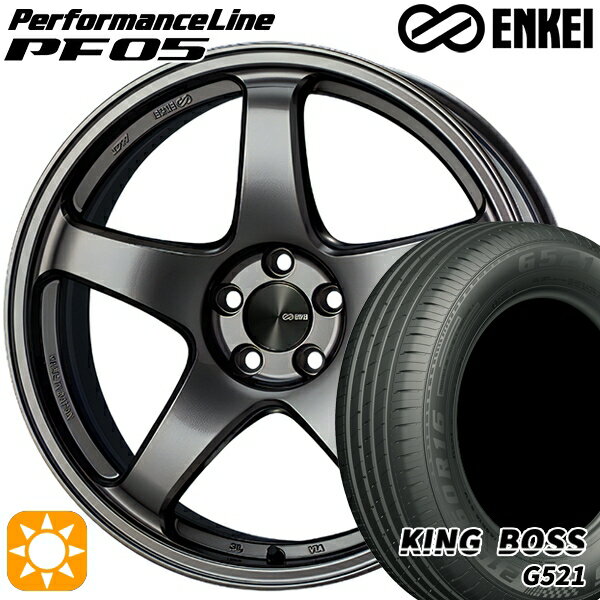 【取付対象】フィット アクア 185/60R15 84H キングボス G521 ENKEI エンケイ パフォーマンスライン PF05 ダークシルバー 15インチ 6.0J 4H100 サマータイヤホイールセット