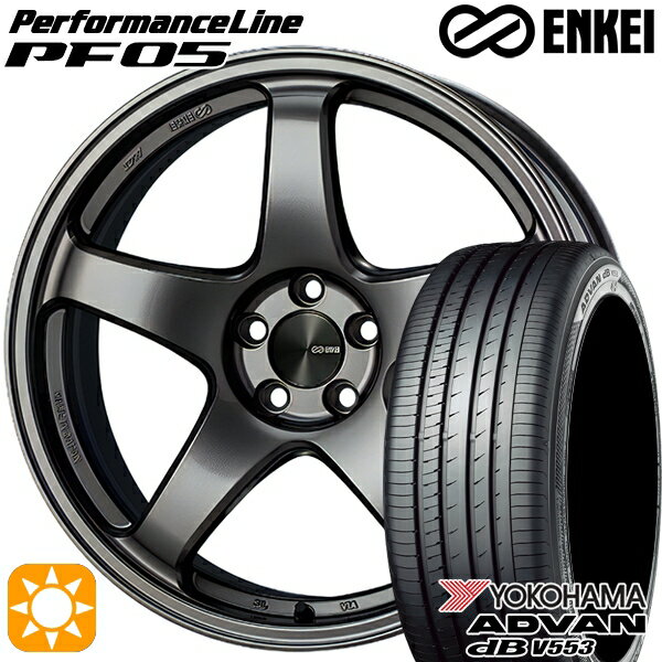 【取付対象】フィット アクア 185/60R15 84H ヨコハマ アドバンデシベル V553 ENKEI エンケイ パフォーマンスライン PF05 ダークシルバー 15インチ 6.0J 4H100 サマータイヤホイールセット
