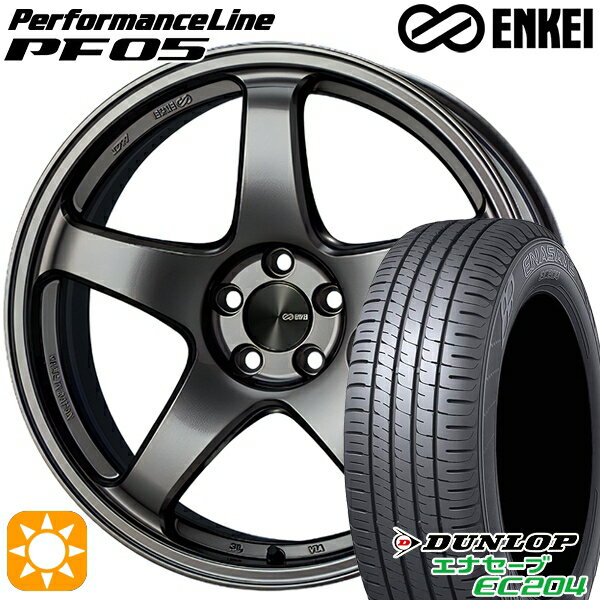 【取付対象】225/45R18 95W XL ダンロップ エナセーブ EC204 ENKEI エンケイ パフォーマンスライン PF05 ダークシルバー 18インチ 7.5J 5H114.3 サマータイヤホイールセット