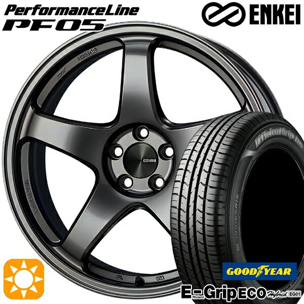 【取付対象】リーフ レヴォーグ 215/50R17 91V グッドイヤー エフィシェントグリップ エコ EG01 ENKEI エンケイ パフォーマンスライン PF05 ダークシルバー 17インチ 7.0J 5H114.3 サマータイヤホイールセット