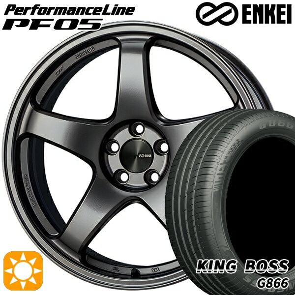 【取付対象】アイシス ノア 215/45R17 91W XL キングボス G866 ENKEI エンケイ パフォーマンスライン PF05 ダークシルバー 17インチ 7.0J 5H114.3 サマータイヤホイールセット