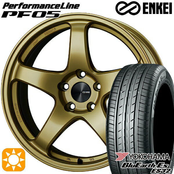 【取付対象】リーフ レヴォーグ 215/50R17 95V XL ヨコハマ ブルーアース ES32 ENKEI エンケイ パフォーマンスライン PF05 ゴールド 17インチ 7.0J 5H114.3 サマータイヤホイールセット