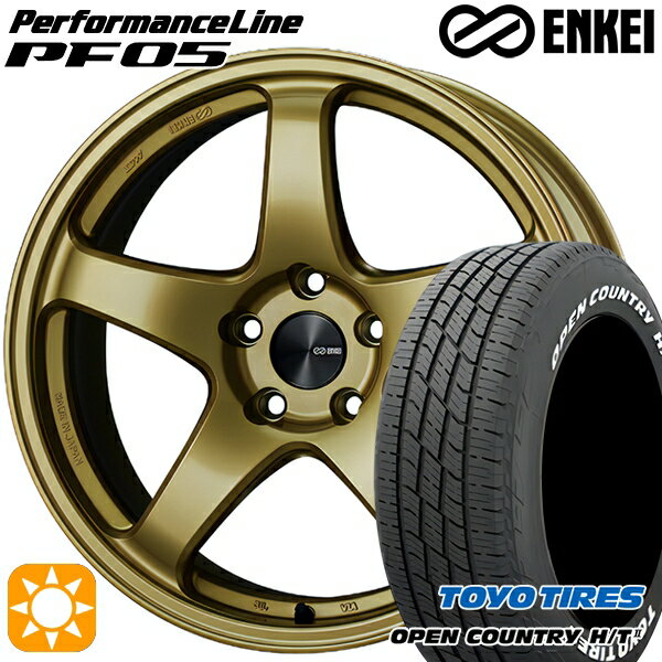 【取付対象】デリカD5 アウトランダー 225/55R18 98H トーヨー オープンカントリー H/T2 WL ENKEI エンケイ パフォーマンスライン PF05 ゴールド 18インチ 7.5J 5H114.3 サマータイヤホイールセット