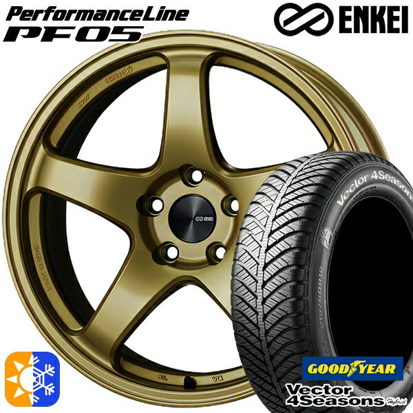 215/50R17 95H XL グッドイヤー ベクター フォーシーズンズ ENKEI エンケイ パフォーマンスライン PF05 17インチ 7.5J 5H100 ゴールド オールシーズンタイヤホイールセット