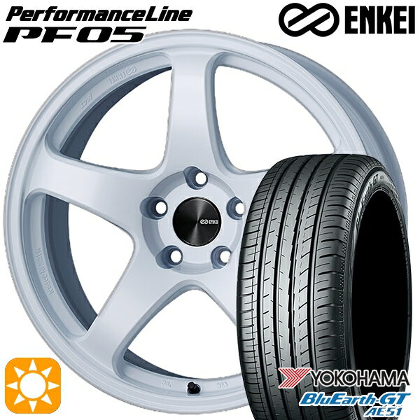 【取付対象】195/45R16 84V XL ヨコハマ ブルーアースGT AE51 ENKEI エンケイ パフォーマンスライン PF05 ホワイト 16インチ 6.5J 4H100 サマータイヤホイールセット