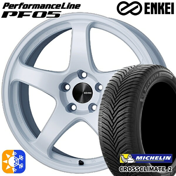215/40R18 89V XL ミシュラン クロスクライメート2 ENKEI エンケイ パフォーマンスライン PF05 ホワイト 18インチ 7.5J 5H114.3 オールシーズンタイヤホイールセット