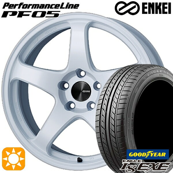 【取付対象】225/35R19 88W XL グッドイヤー イーグル LSEXE ENKEI エンケイ パフォーマンスライン PF05 ホワイト 19インチ 8.0J 5H114.3 サマータイヤホイールセット