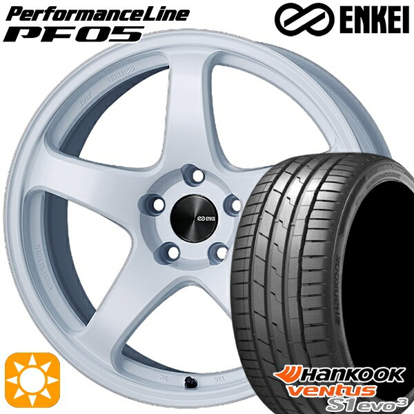 【取付対象】225/40R18 92Y XL ハンコック veNtus S1 evo3 K127 ENKEI エンケイ パフォーマンスライン PF05 ホワイト 18インチ 7.5J 5H114.3 サマータイヤホイールセット