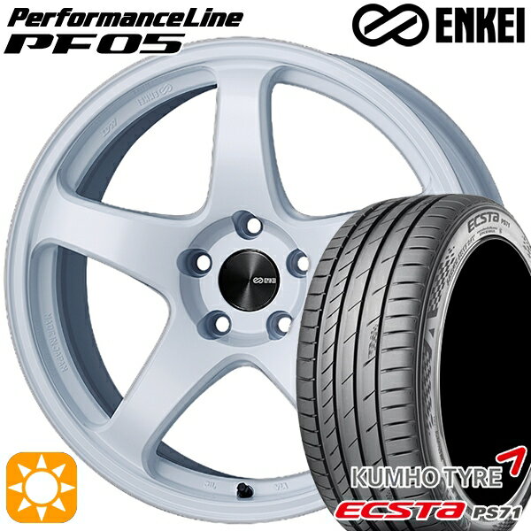 【取付対象】215/40R18 89W XL クムホ エクスタ PS71 ENKEI エンケイ パフォーマンスライン PF05 ホワイト 18インチ 7.5J 5H114.3 サマータイヤホイールセット
