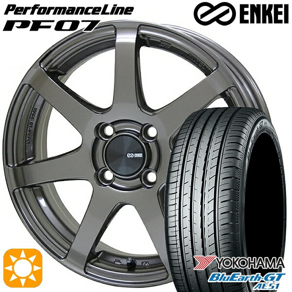 【取付対象】185/60R15 84H ヨコハマ ブルーアースGT AE51 ENKEI エンケイ パフォーマンスライン PF07 ダークシルバー 15インチ 6.0J 4H100 サマータイヤホイールセット