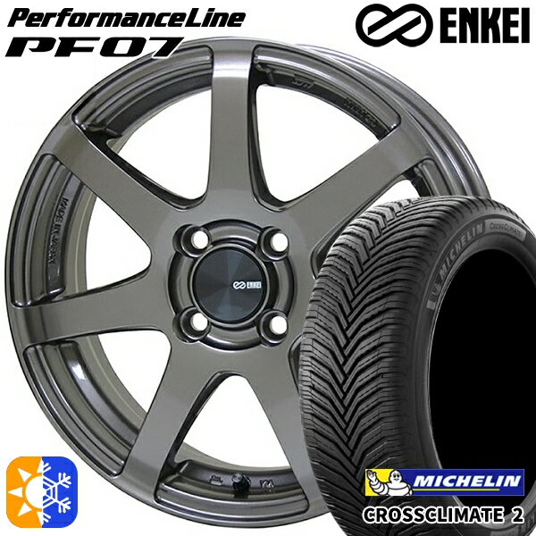アクア ヤリス 205/40R17 84W XL ミシュラン クロスクライメート2 ENKEI エンケイ パフォーマンスライン PF07 ダークシルバー 17インチ 7.0J 4H100 オールシーズンタイヤホイールセット