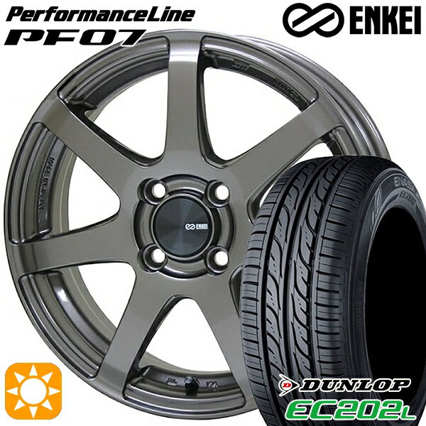 5/15ポイント5倍★185/60R15 84H ダンロップ エナセーブ EC202L ENKEI エンケイ パフォーマンスライン PF07 ダークシルバー 15インチ 6.0J 4H100 サマータイヤホイールセット