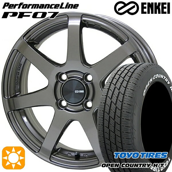 【取付対象】フィット アクア 185/60R15 84H トーヨー オープンカントリー H/T2 WL ENKEI エンケイ パフォーマンスライン PF07 ダークシルバー 15インチ 6.0J 4H100 サマータイヤホイールセット