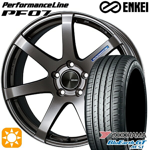 【取付対象】215/40R18 89W XL ヨコハマ ブルーアースGT AE51 ENKEI エンケイ パフォーマンスライン PF07 ダークシルバー 18インチ 7.5J 5H114.3 サマータイヤホイールセット