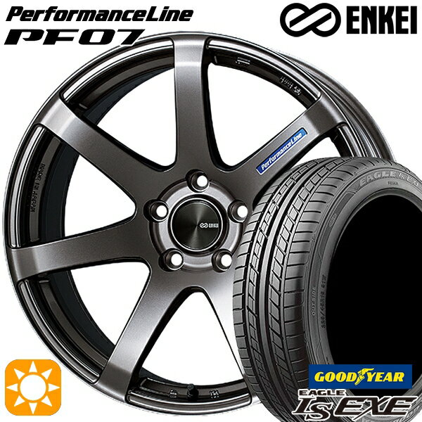 最大2,000円OFFクーポン★プリウス カローラツーリング 215/45R17 91W XL グッドイヤー イーグル LSEXE ENKEI エンケイ パフォーマンスライン PF07 ダークシルバー 17インチ 7.0J 5H100 サマータイヤホイールセット