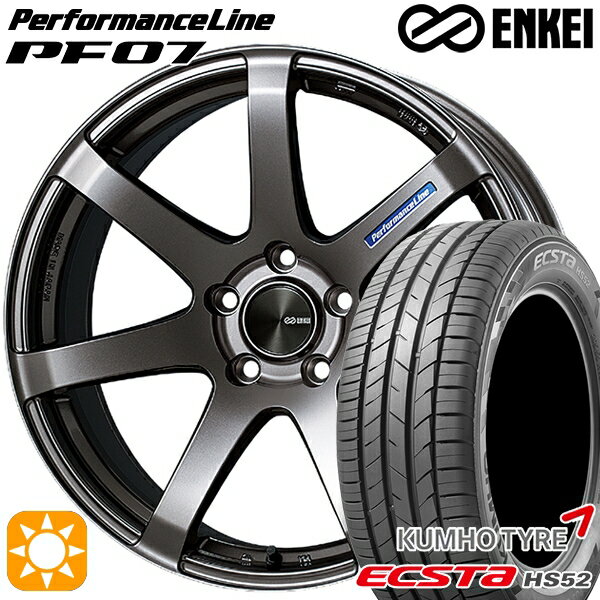 【取付対象】205/55R16 91V クムホ エクスタ HS52 ENKEI エンケイ パフォーマンスライン PF07 ダークシルバー 16インチ 7.0J 5H100 サマータイヤホイールセット