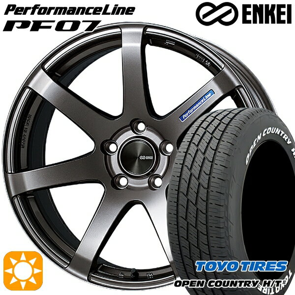 【取付対象】デリカD5 アウトランダー 225/55R18 98H トーヨー オープンカントリー H/T2 WL ENKEI エンケイ パフォーマンスライン PF07 ダークシルバー 18インチ 7.5J 5H114.3 サマータイヤホイールセット