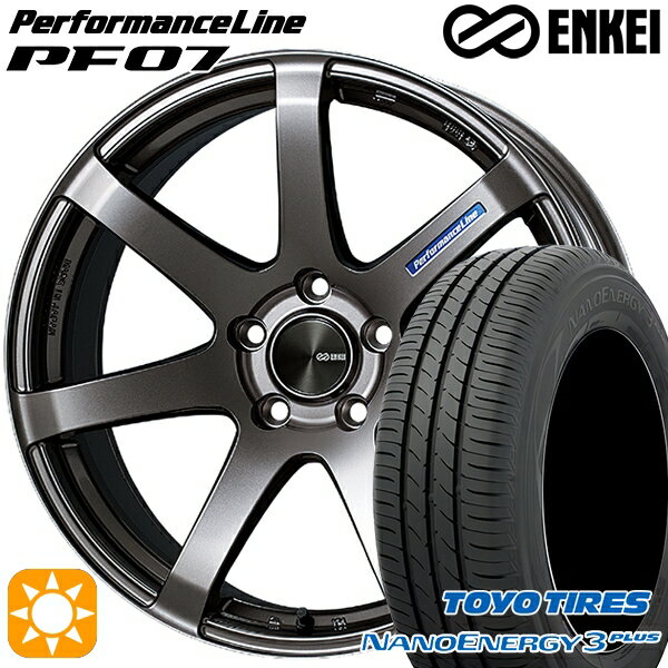 【取付対象】215/45R18 89W トーヨー ナノエナジー3プラス ENKEI エンケイ パフォーマンスライン PF07 ダークシルバー 18インチ 7.5J 5H114.3 サマータイヤホイールセット
