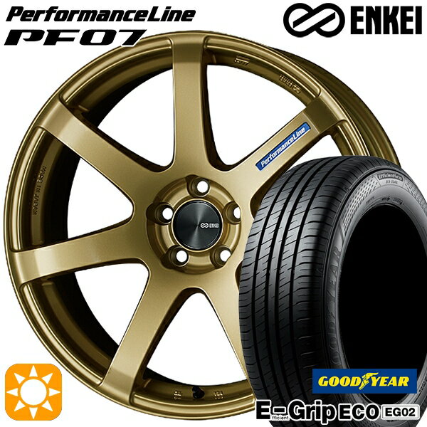 【取付対象】165/50R16 75V グッドイヤー エフィシェントグリップ EG02 ENKEI エンケイ パフォーマンスライン PF07 ゴールド 16インチ 5.0J 4H100 サマータイヤホイールセット
