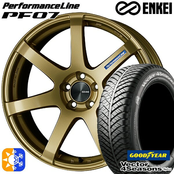 アクセラ アテンザ 215/45R18 89H グッドイヤー ベクター フォーシーズンズ ENKEI エンケイ パフォーマンスライン PF07 18インチ 7.5J 5H114.3 ゴールド オールシーズンタイヤホイールセット
