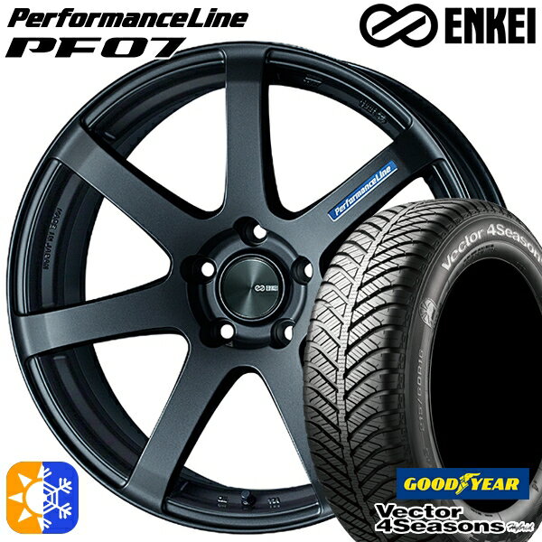 アクセラ アテンザ 215/45R18 89H グッドイヤー ベクター フォーシーズンズ ENKEI エンケイ パフォーマンスライン PF07 18インチ 7.5J 5H114.3 マットダークガンメタリック オールシーズンタイヤホイールセット