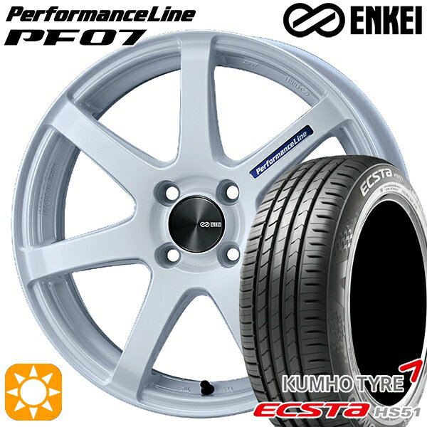 【取付対象】モコ ルークス 165/40R16 73V クムホ エクスタ HS51 ENKEI エンケイ パフォーマンスライン PF07 パールホワイト 16インチ 5.0J 4H100 サマータイヤホイールセット