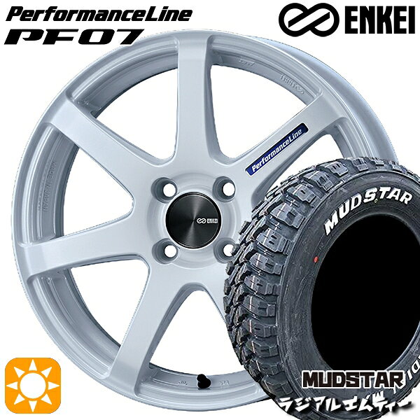 【取付対象】ハスラー 165/60R15 77S マッドスター ラジアル M/T ホワイトレター ENKEI エンケイ パフォーマンスライン PF07 パールホワイト 15インチ 5.0J 4H100 サマータイヤホイールセット