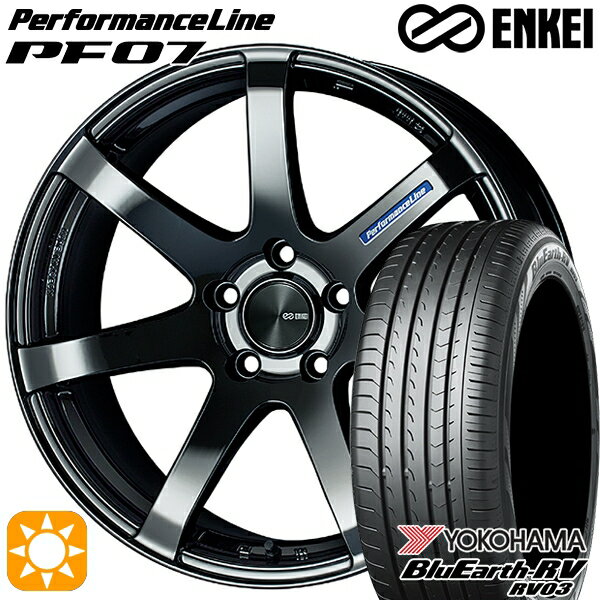 【取付対象】215/45R18 93W XL ヨコハマ ブルーアース RV03 ENKEI エンケイ パフォーマンスライン PF07 SBK 18インチ 7.5J 5H114.3 サマータイヤホイールセット