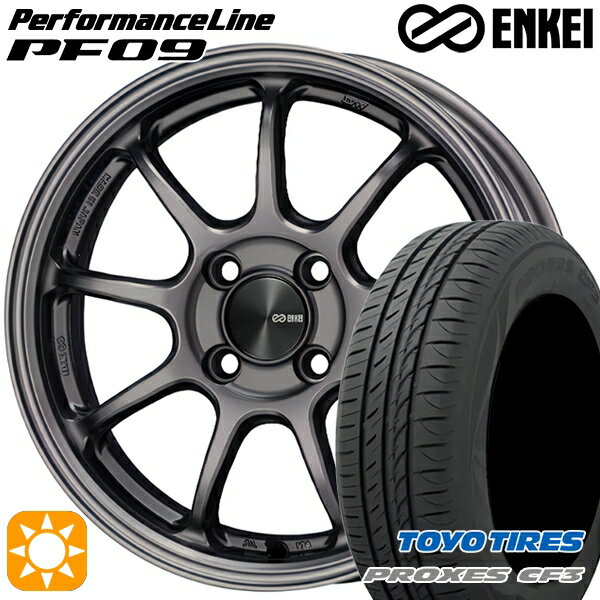 【取付対象】フィット アクア 185/60R15 84H トーヨー プロクセス CF3 ENKEI エンケイ パフォーマンスライン PF09 ダークシルバー 15インチ 6.0J 4H100 サマータイヤホイールセット