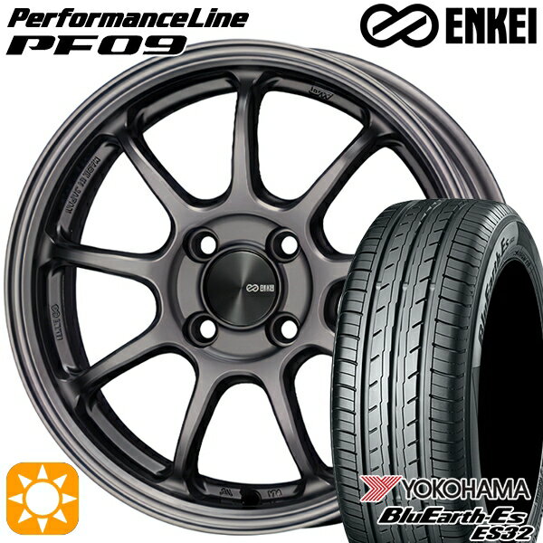 【取付対象】195/55R16 87V ヨコハマ ブルーアース ES32 ENKEI エンケイ パフォーマンスライン PF09 ダークシルバー 16インチ 6.5J 4H100 サマータイヤホイールセット