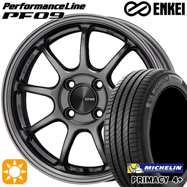 【取付対象】195/55R16 87V ミシュラン プライマシー4プラス ENKEI エンケイ パフォーマンスライン PF09 ダークシルバー 16インチ 6.5J 4H100 サマータイヤホイールセット