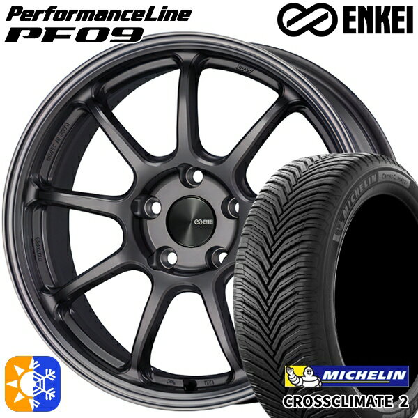 フォレスター 215/55R17 98W XL ミシュラン クロスクライメート2 ENKEI エンケイ パフォーマンスライン PF09 ダークシルバー 17インチ 7.0J 5H100 オールシーズンタイヤホイールセット