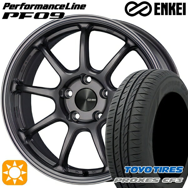 【取付対象】マークX スカイライン 225/45R18 95W XL トーヨー プロクセス CF3 ENKEI エンケイ パフォーマンスライン PF09 ダークシルバー 18インチ 8.0J 5H114.3 サマータイヤホイールセット