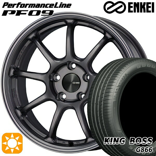 【取付対象】リーフ レヴォーグ 215/50R17 95W XL キングボス G866 ENKEI エンケイ パフォーマンスライン PF09 ダークシルバー 17インチ 7.0J 5H114.3 サマータイヤホイールセット