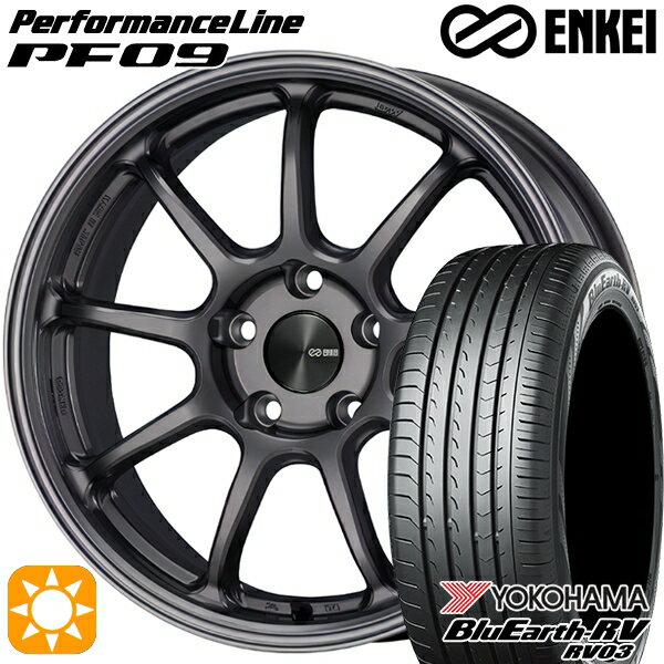 【取付対象】225/60R18 100H ヨコハマ ブルーアース RV03 ENKEI エンケイ パフォーマンスライン PF09 ダークシルバー 18インチ 8.0J 5H114.3 サマータイヤホイールセット