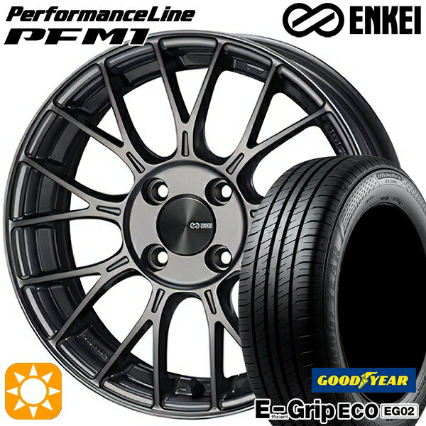 【取付対象】175/65R15 84H グッドイヤー エフィシェントグリップ EG02 ENKEI エンケイ パフォーマンスライン PFM1 ダークシルバー 15インチ 5.5J 4H100 サマータイヤホイールセット