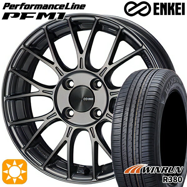 【取付対象】185/60R15 84H ウィンラン R380 ENKEI エンケイ パフォーマンスライン PFM1 ダークシルバー 15インチ 5.5J 4H100 サマータイヤホイールセット