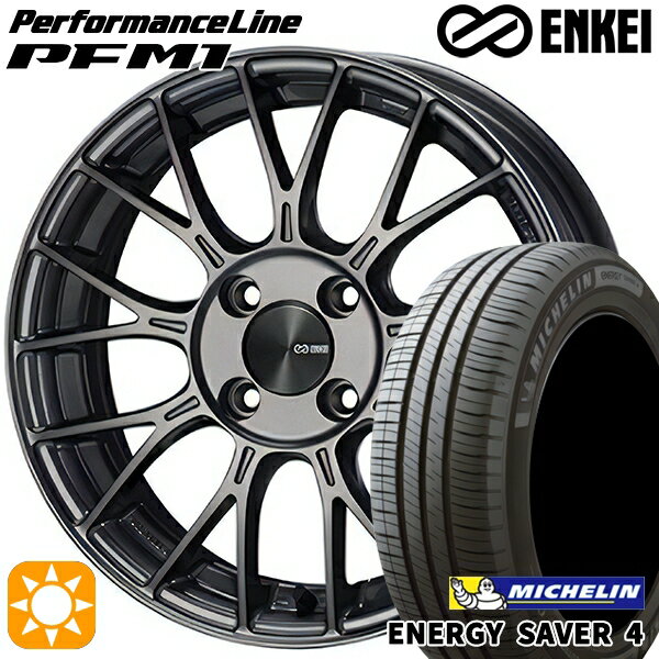 【取付対象】175/65R15 88H XL ミシュラン エナジーセイバー4 ENKEI エンケイ パフォーマンスライン PFM1 ダークシルバー 15インチ 6.0J 4H100 サマータイヤホイールセット