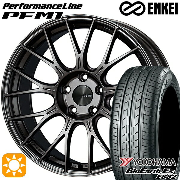 【取付対象】リーフ レヴォーグ 215/50R17 95V XL ヨコハマ ブルーアース ES32 ENKEI エンケイ パフォーマンスライン PFM1 ダークシルバー 17インチ 7.5J 5H114.3 サマータイヤホイールセット