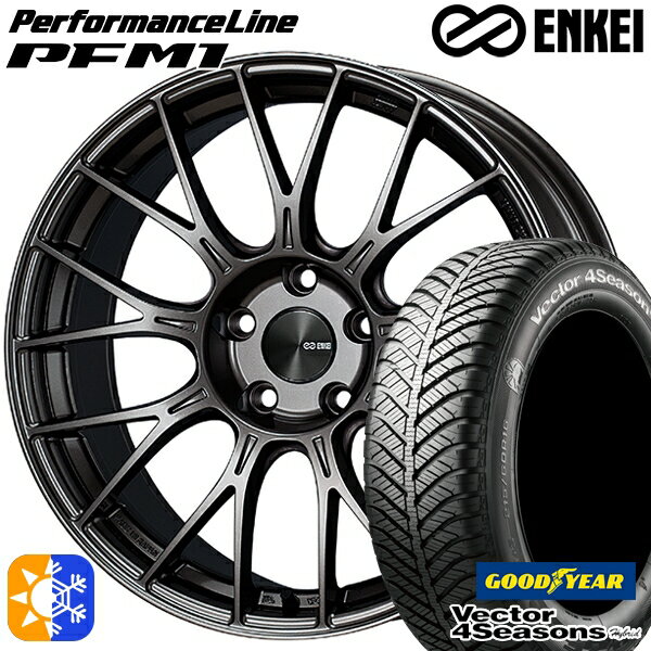 205/50R17 93H XL グッドイヤー ベクター フォーシーズンズ ENKEI エンケイ パフォーマンスライン PFM1 17インチ 7.5J 5H114.3 ダークシルバー オールシーズンタイヤホイールセット