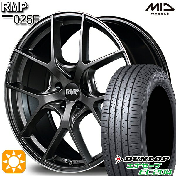 5/15ポイント5倍★アイシス ノア 215/45R17 91W XL ダンロップ エナセーブ EC204 MID RMP 025F セミグロスGM/リムDCロゴMC 17インチ 7.0J 5H114.3 サマータイヤホイールセット