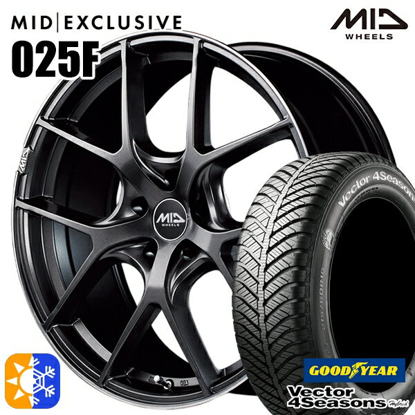 205/50R17 93H XL グッドイヤー ベクター フォーシーズンズ MID RMP 025F 17インチ 7.0J 5H114.3 セミグロスGM/リムDCロゴMC オールシーズンタイヤホイールセット