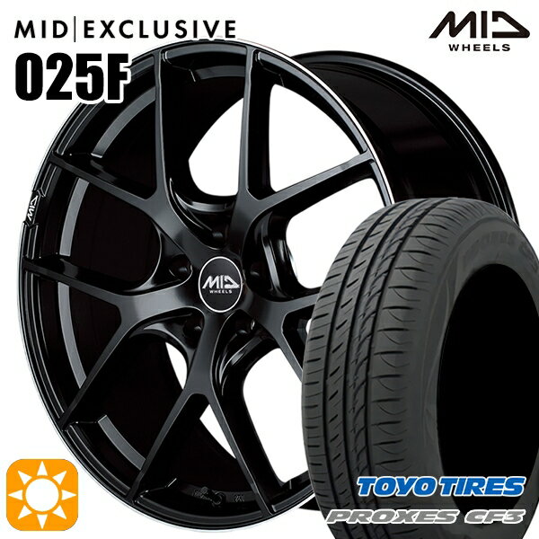 【取付対象】マークX スカイライン 225/45R18 95W XL トーヨー プロクセス CF3 MID RMP 025F セミグロスBK/リムエッジDCロゴMC 18インチ 7.0J 5H114.3 サマータイヤホイールセット