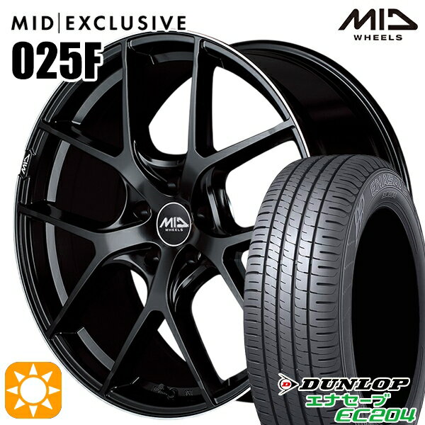 【取付対象】アクセラ アテンザ 215/45R18 93W XL ダンロップ エナセーブ EC204 MID RMP 025F セミグロスBK/リムエッジDCロゴMC 18インチ 7.0J 5H114.3 サマータイヤホイールセット