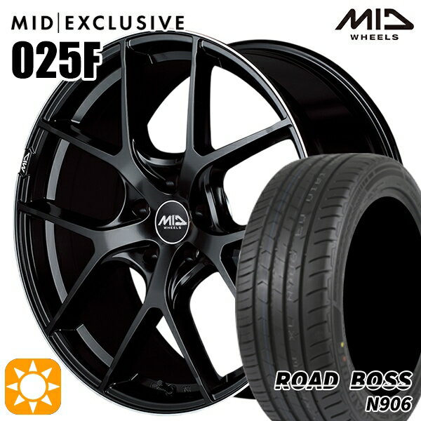 【取付対象】245/40R20 99W XL ロードボス N906 MID RMP 025F セミグロスBK/リムエッジDCロゴMC 20インチ 8.5J 5H114.3 サマータイヤホイールセット
