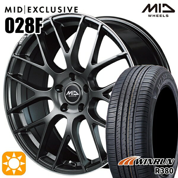 【取付対象】マツダ6 エクストレイル 225/60R18 104V XL ウィンラン R380 MID RMP 028F セミグロスGM/リムDCロゴMC 18インチ 7.0J 5H114.3 サマータイヤホイールセット